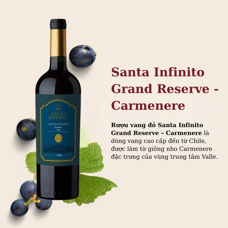 Rượu vang đỏ Santa Infinito Grand Reserve - Carmenere (13.5%/Vol) 750ml (Chile)