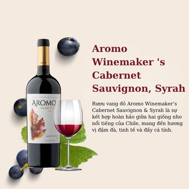 Rượu vang đỏ Aromo Winemakers Selection - Cabernet Sauvignon, Syrah (14.0%/Vol) 750ml (Chile)