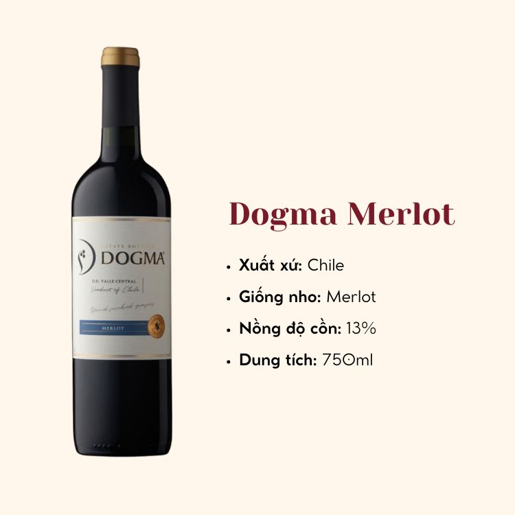 Rượu Vang đỏ Dogma Merlot (13%/Vol) (Chile)