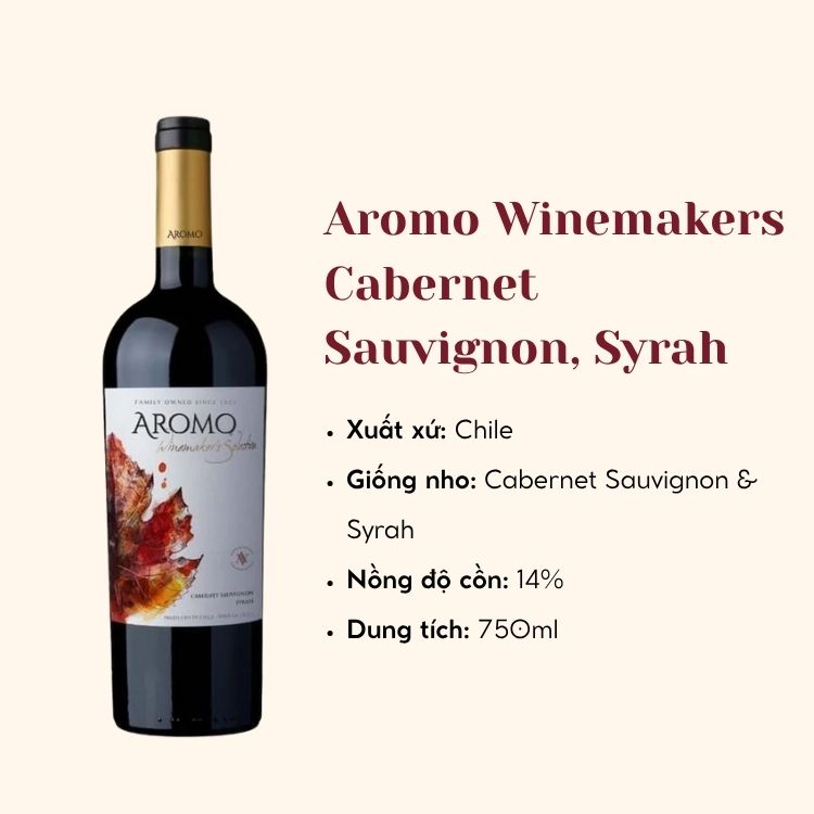 Rượu vang đỏ Aromo Winemakers Selection - Cabernet Sauvignon, Syrah (14.0%/Vol) 750ml (Chile)