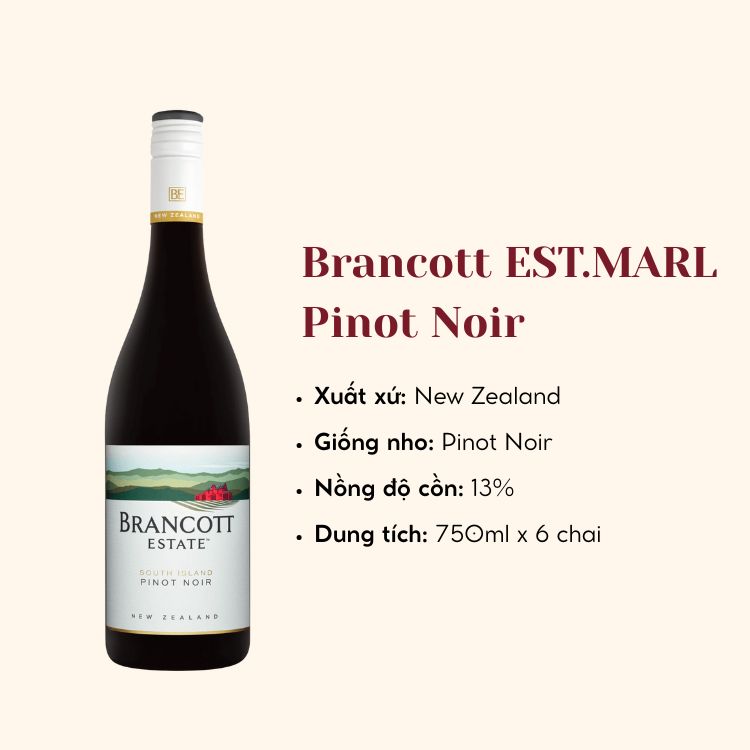 Rượu vang đỏ Brancott EST.MARL Pinot Noir 6X75CL