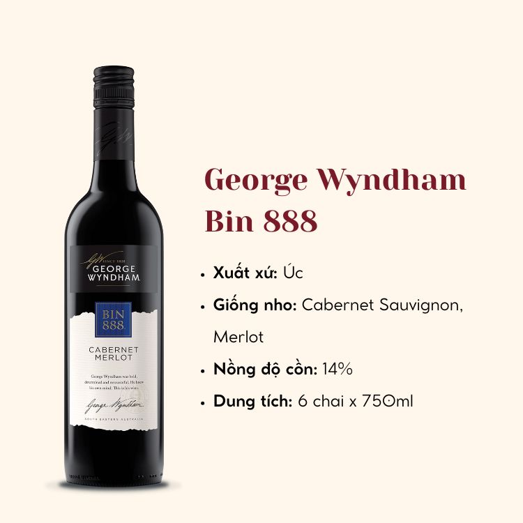 Rượu vang đỏ Úc George Wyndham Bin 888 6X75CL