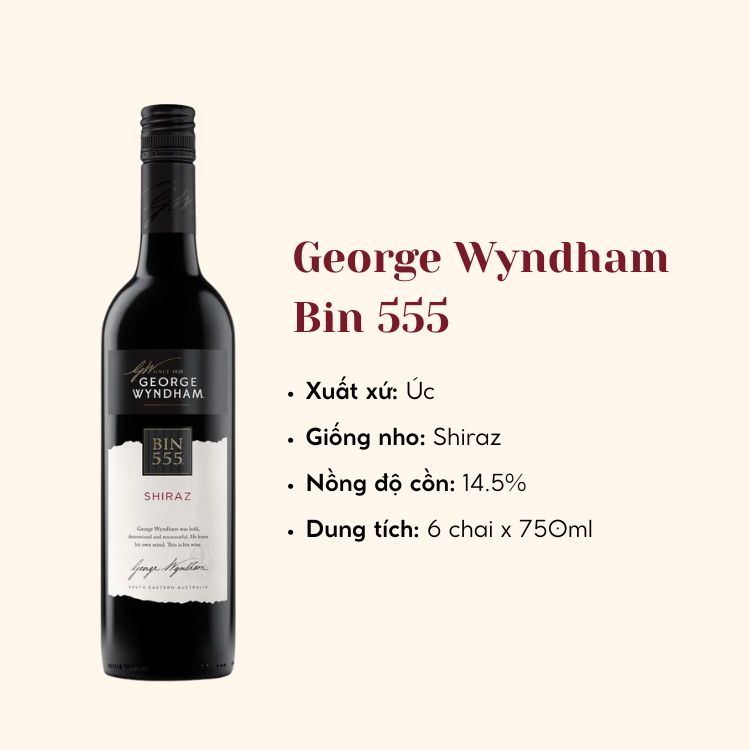 Rượu vang đỏ Úc George Wyndham Bin 555 6X75CL