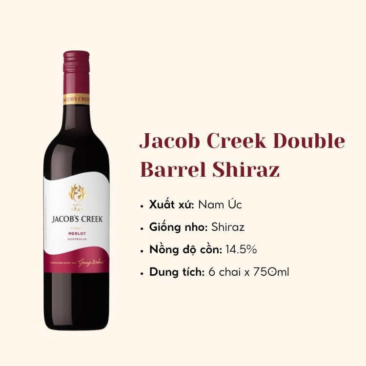 Rượu vang đỏ Barossa Jacob Creek Double Barrel Shiraz 6X75CL