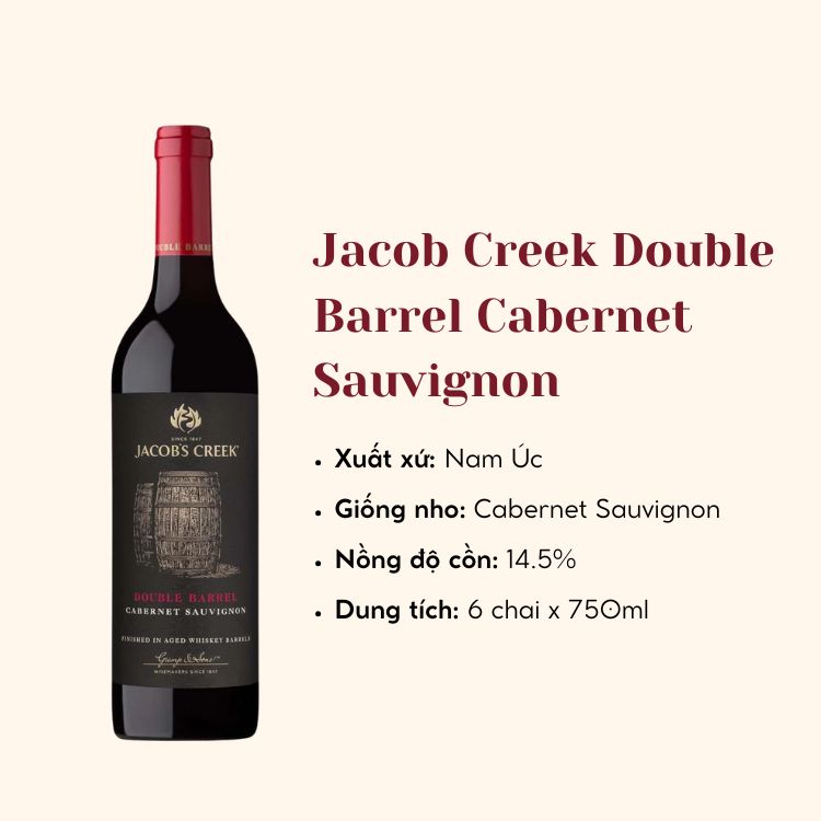 Rượu vang đỏ Jacob Creek Double Barrel Cabernet Sauvignon 6X75CL