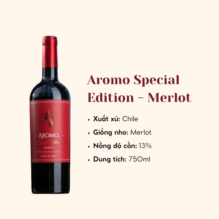 Rượu vang đỏ Aromo Special Edition - Merlot (13%/Vol) 750ml (Chile)