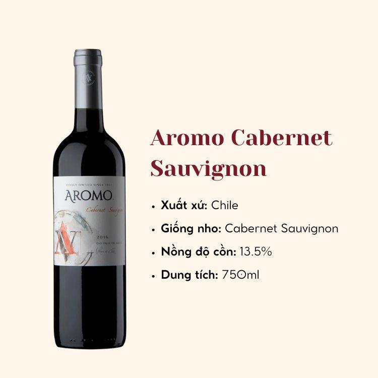 Rượu vang đỏ Aromo - Cabernet Sauvignon (13.5%/Vol) (Chile)