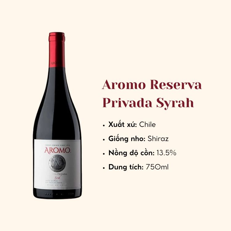 Rượu vang đỏ Chile Aromo Reserva Privada Syrah (14.0%/Vol)