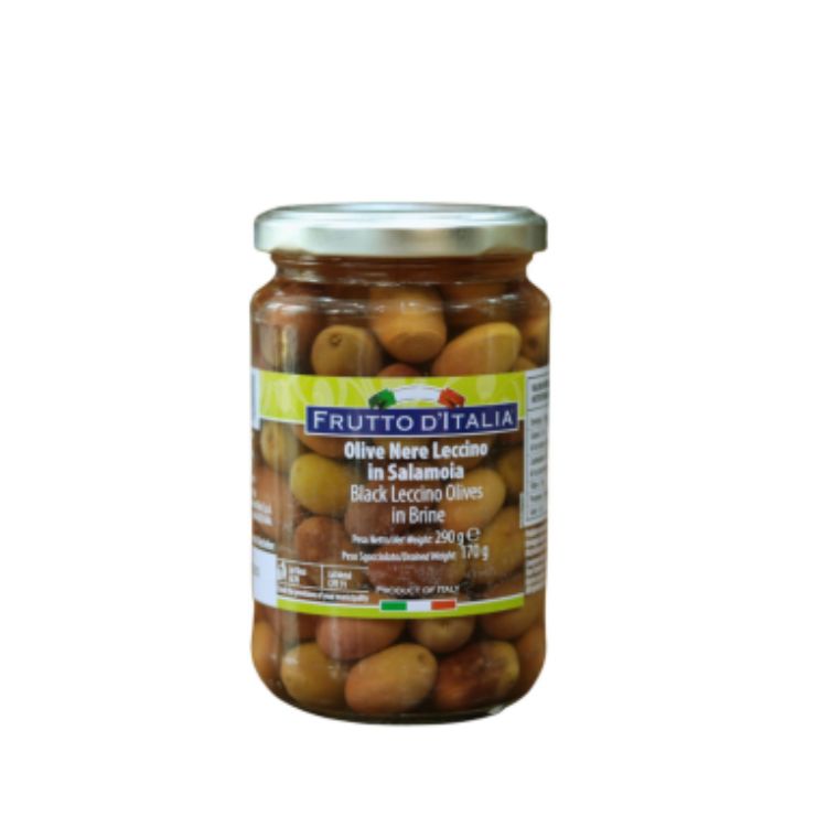 Oliu đen có hạt - Black Leccino Olives - Glass Jar - 170 Gr