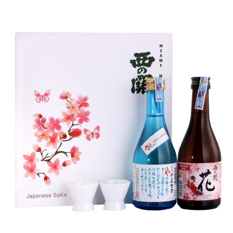 Hộp quà Hoa Anh Đào rượu sake Nishi no Seki Hana + Hiya 300ml