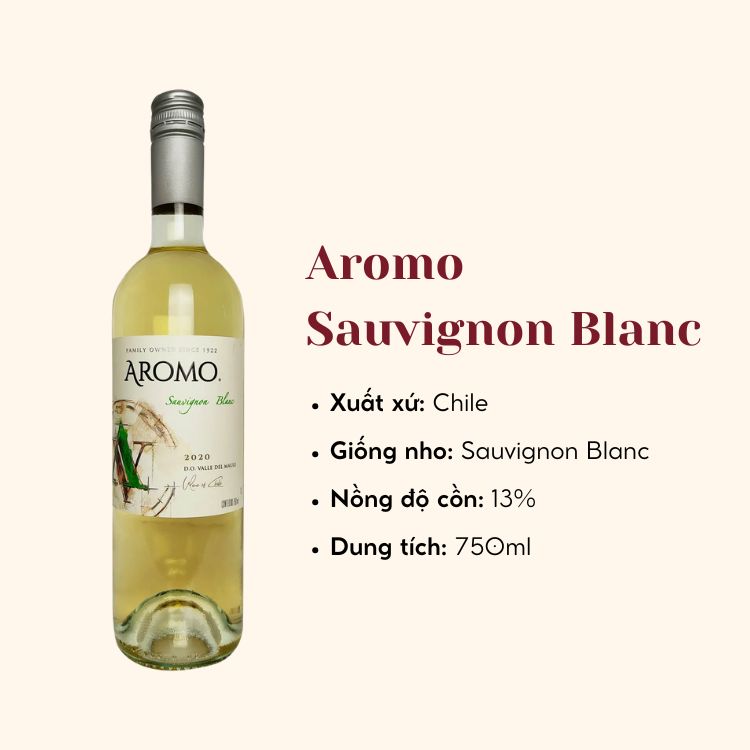 Rượu vang trắng Aromo Sauvignon Blanc(13%/Vol) (Chile)