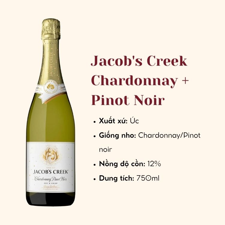 Rượu vang trắng Úc Jacob's Creek Chardonnay + Pinot Noir 6X75CL