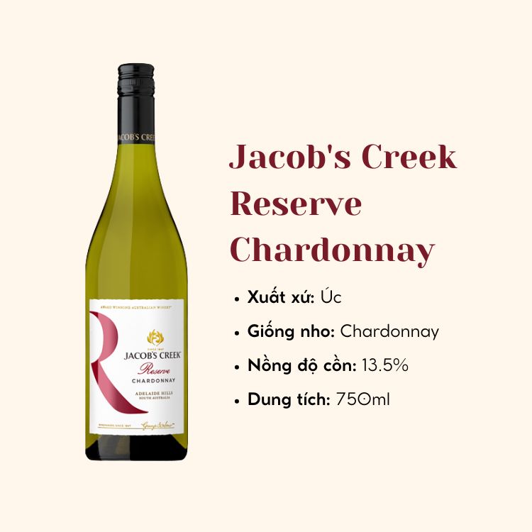 Rượu vang trắng Úc Jacob's Creek Reserve Chardonnay 6X75CL