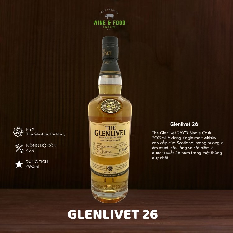 Rượu The Glenlivet 26YO Single Cask 700ml