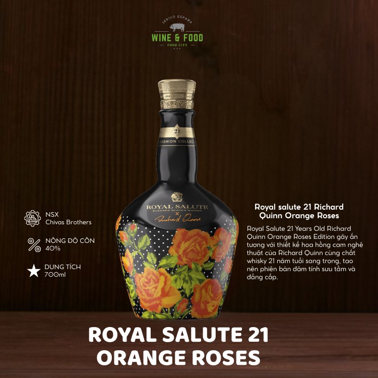Rượu Royal salute 21 Richard Quinn Orange Roses 700ml