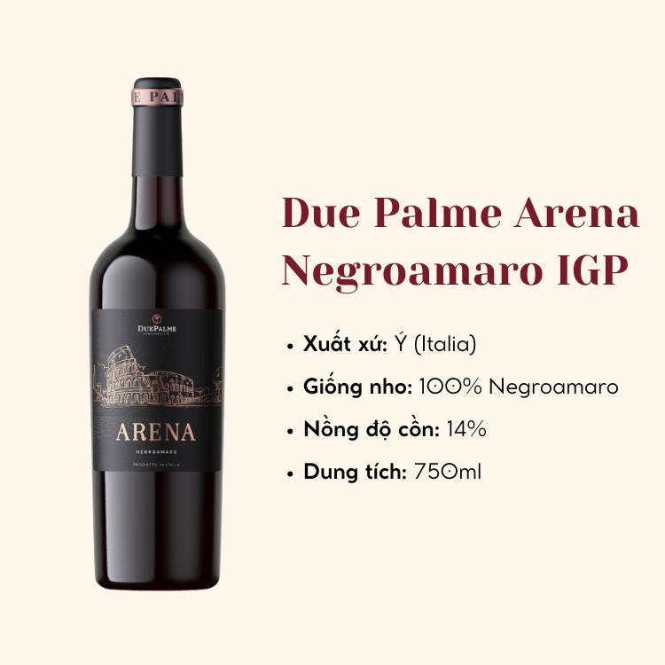 Vang Ý Due Palme Arena Negroamaro IGP