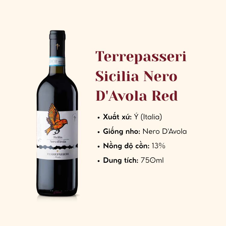 Vang Ý Terrepasseri Sicilia Nero D'Avola Red 