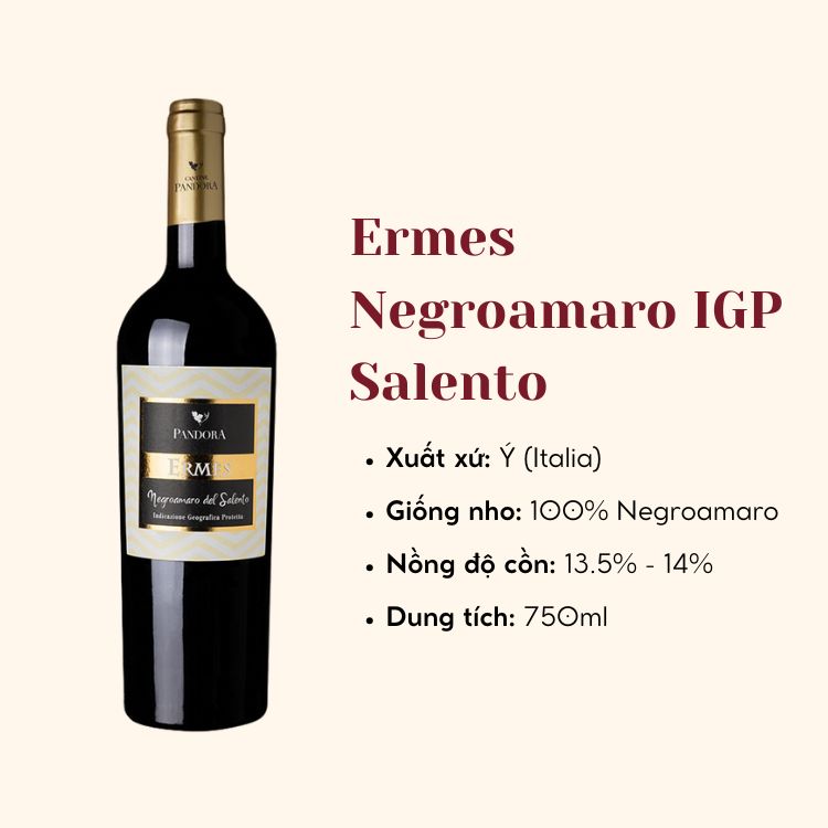 Rượu Vang Ý Ermes Negroamaro IGP Salento