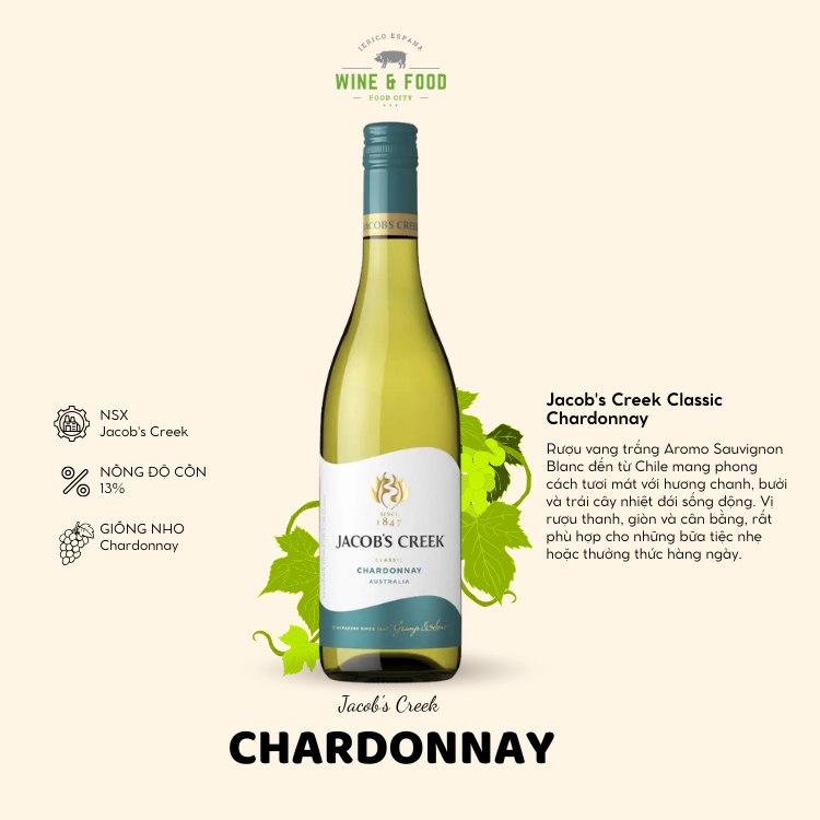 Rượu vang trắng Jacob's Creek Classic Chardonnay 750ml