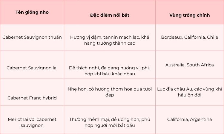 biến thể của giống nho cabernet sauvignon