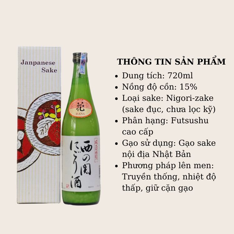 chai rượu sake nishino seki nigori zake