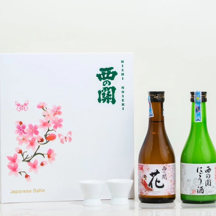 hộp quà rượu sake nigori và hana 300ml