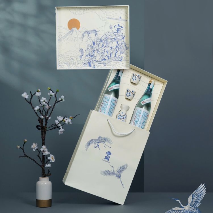 hộp quà vạn phúc rượu sake hiya