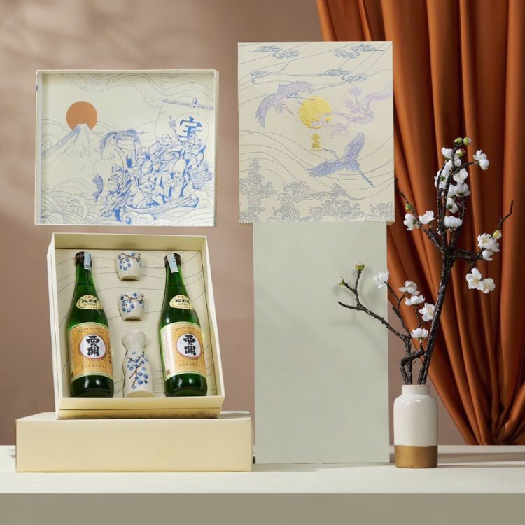 hộp quà vạn phúc rượu sake junmai