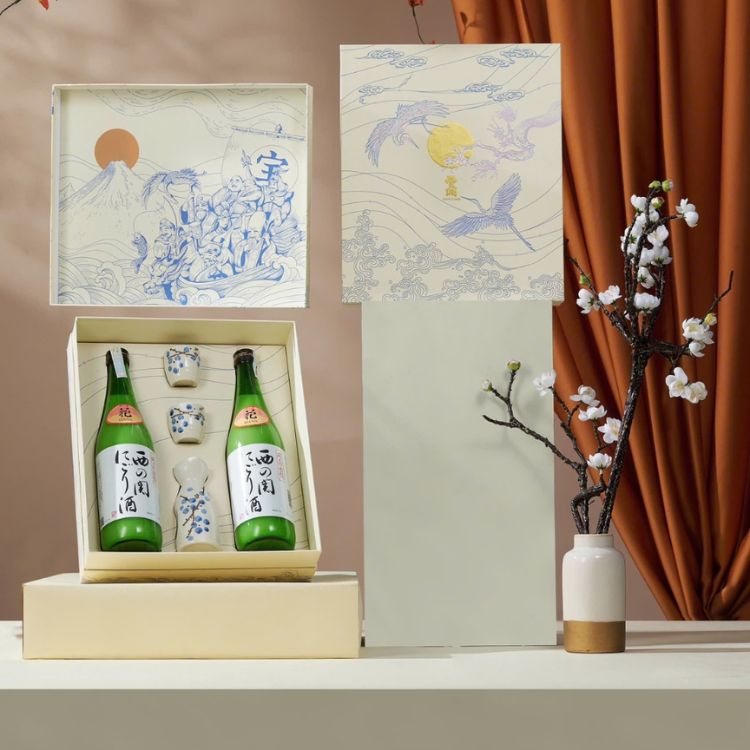 hộp quà vạn phúc rượu sake nigori