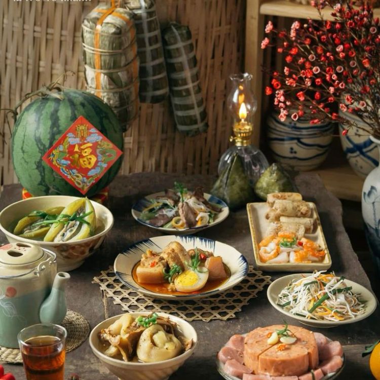 mâm com cúng tết xưa miền tây