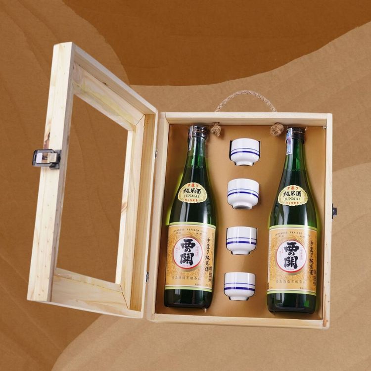 quà tết rượu sake junmaishu hộp gỗ