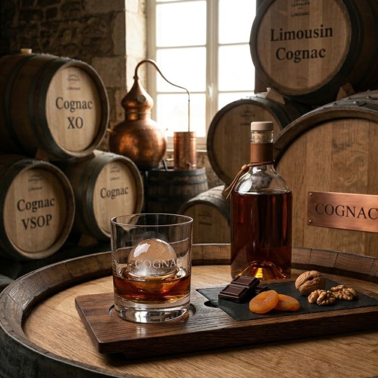 rượu cognac trong thùng gỗ sồi