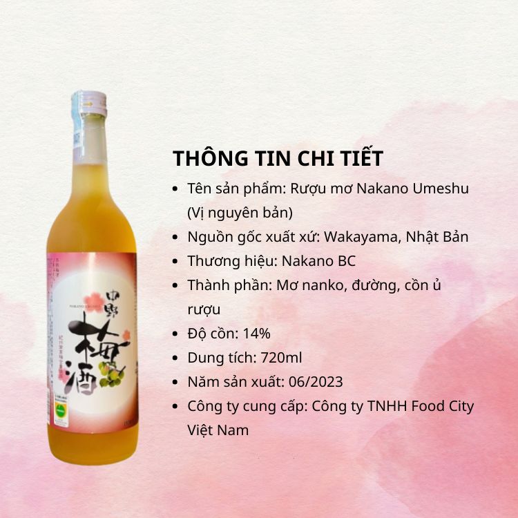 thông tin sản phẩm rượu nakano umeshu