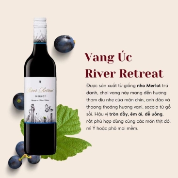 Rượu vang đỏ River Retreat – Merlot (13.5%) 750ml (Úc)