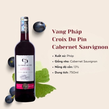Rượu Vang Đỏ Croix Du Pin Nho: Cabernet Sauvignon (Pháp)