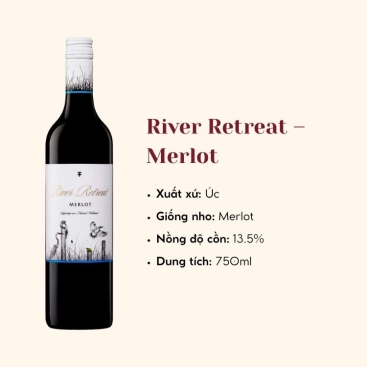 Rượu vang đỏ River Retreat – Merlot (13.5%) 750ml (Úc)