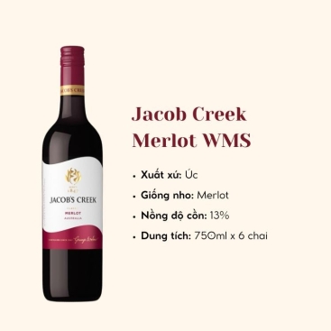 Rượu vang đỏ Úc Jacob Creek Merlot WMS 6X75CL