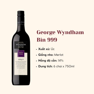 Rượu vang đỏ Úc George Wyndham Bin 999 6X75CL