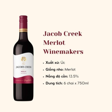 Rượu vang đỏ Úc Jacob Creek Merlot Winemakers 6X75CL
