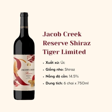 Rượu vang đỏ Úc Jacob Creek Reserve Shiraz Tiger Limited 6X75CL