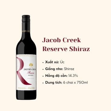 Rượu vang đỏ Úc Jacob Creek Reserve Shiraz 6X75CL