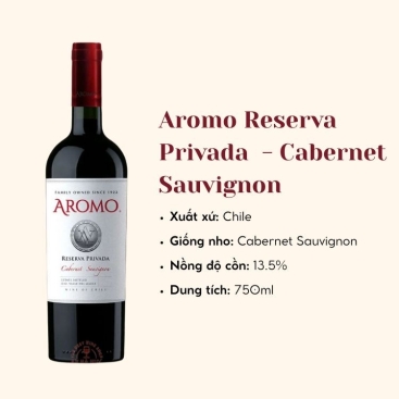 Rượu vang đỏ Aromo Reserva Privada  - Cabernet Sauvignon (13.5%/Vol) 750ml (Chile)