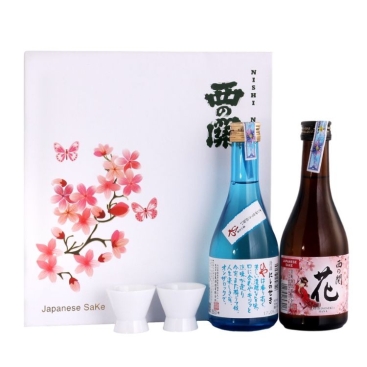 Hộp quà Hoa Anh Đào rượu sake Nishi no Seki Hana + Hiya 300ml