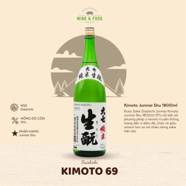 Rượu Sake Daishichi Junmai Kimoto Junmai Shu 1800ml 15%