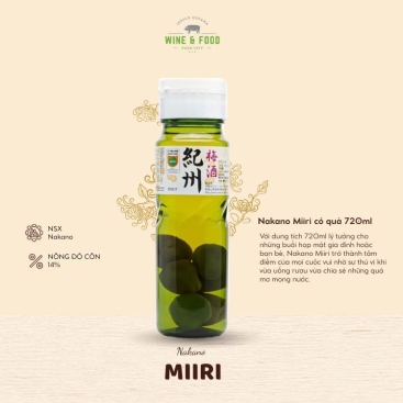 Rượu mơ Nhật Bản Nakano Miiri có quả 720ml 14%