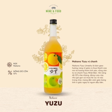 Rượu mơ Nhật Bản Nakano Yuzu vị chanh Nhật 720ml 12%