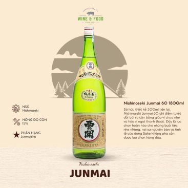 Rượu Sake Nishinoseki Junmai 60 Junmaishu 1800ml 15%