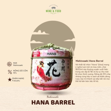 Rượu Sake Nishinoseki Hana Barrel 70 Futsushu 1800ml 15%