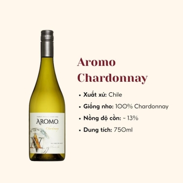 Rượu vang Chi Lê Aromo Chardonnay - vang trắng nhập khẩu (13%/Vol) Viña Aromo