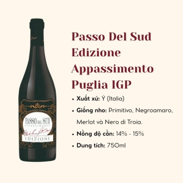 Rượu Vang Ý Passo Del Sud Edizione Appassimento Puglia IGP